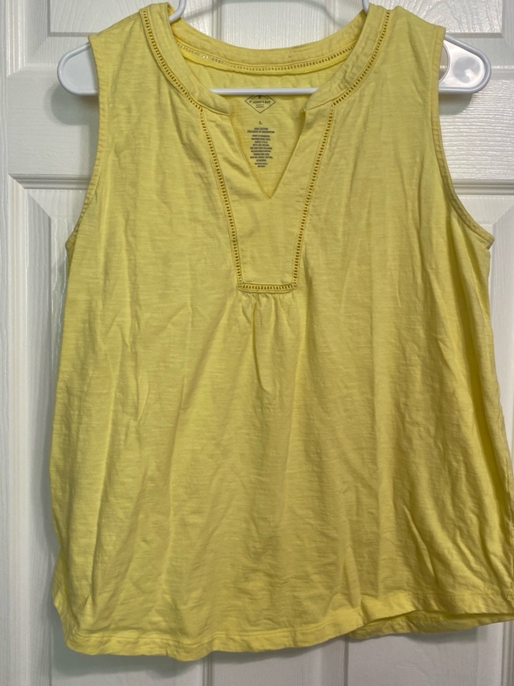 Sleeveless Yellow Cotton Tank Top with Notch Neckline